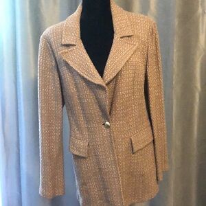 St John taupe knit jacket in excellent condition.